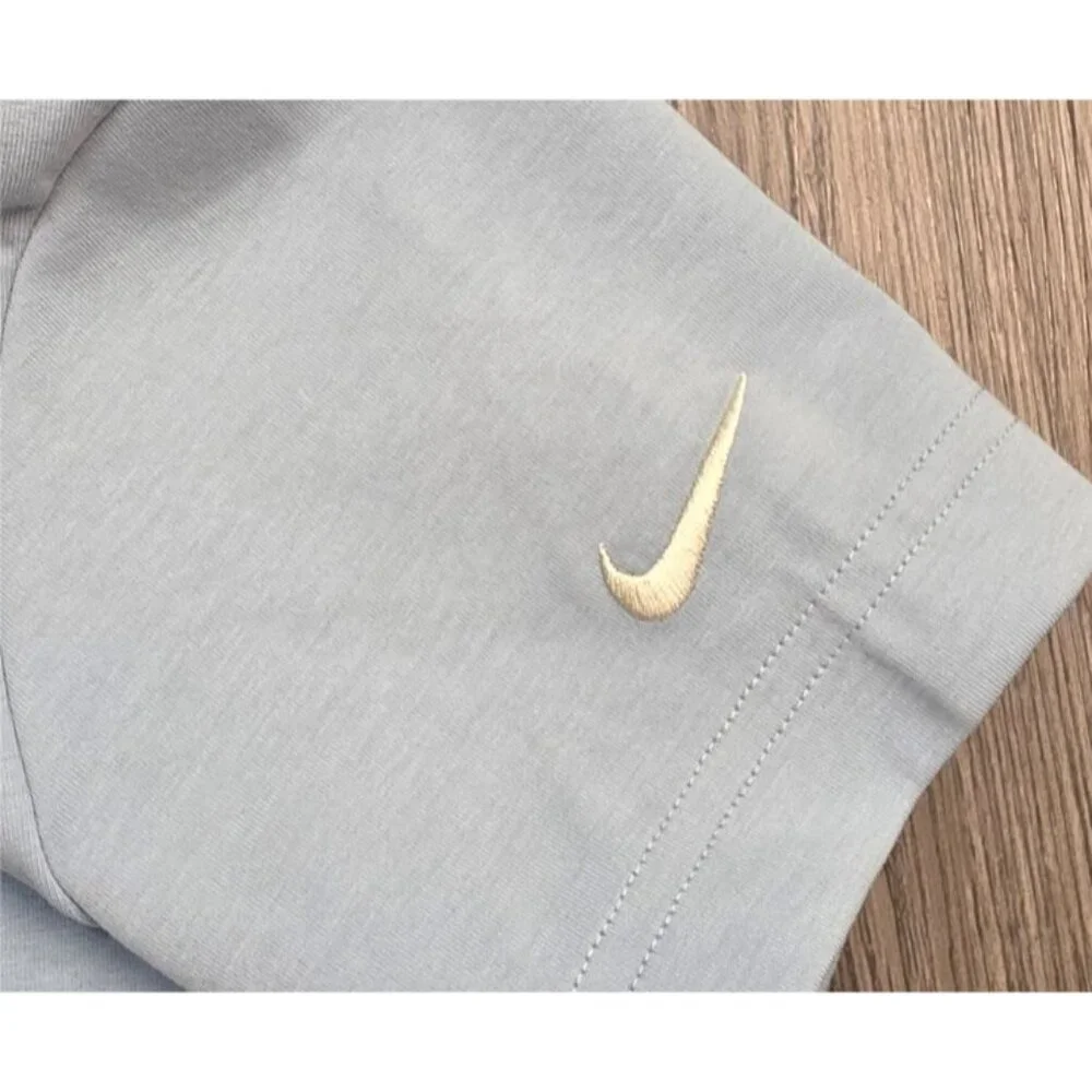 Nike Women's Light‎ Blue Short Sleeve Crop Top Logo Elastic Band XS